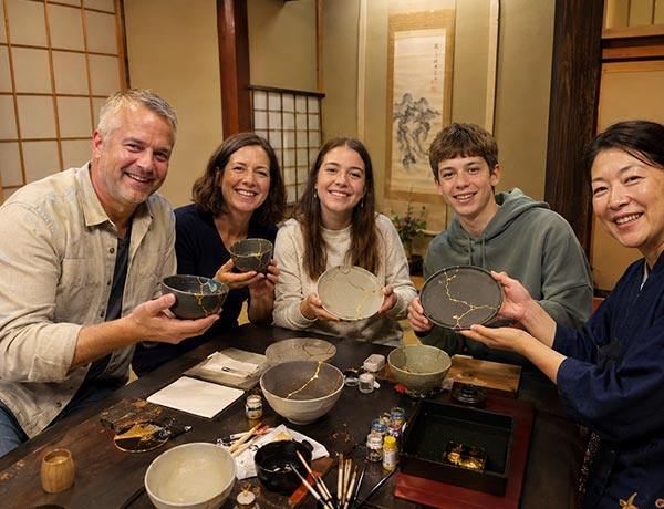 Traditional Japanese kintsugi pottery repair workshop
