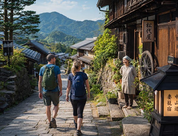 Nakasendo Trail trekking between Magome and Tsumago