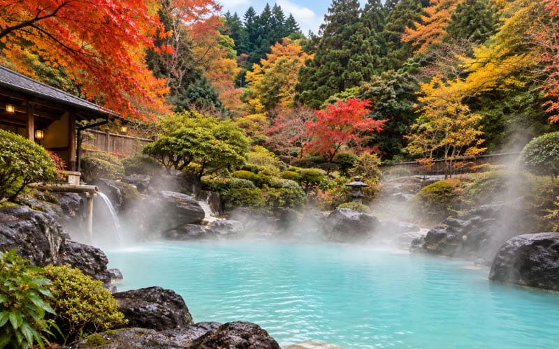 Stay in an Onsen Ryokan - Autumn hot spring bath experience with seasonal foliage in Japan