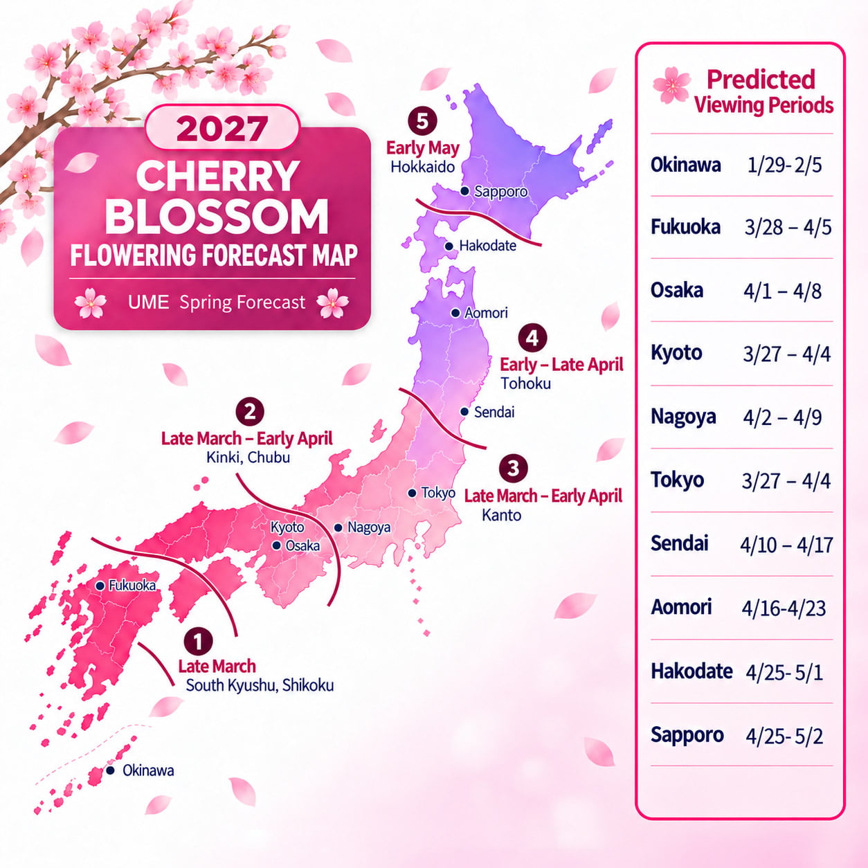 2027 Cherry Blossom Flowering Forecast Map