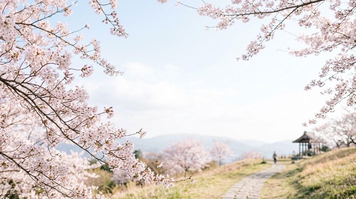 Clean Minimalist Japan Cherry Blossom Landscape