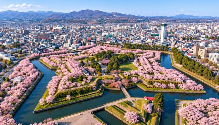 Hokkaido - Goryokaku Star Fort and Matsumae Castle Sakura