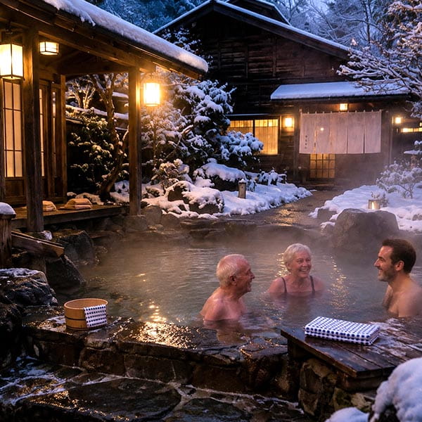 Winter in Japan - Peaceful snowy onsen retreat