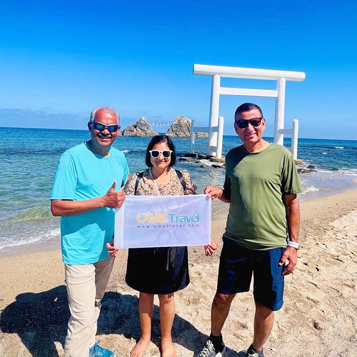 Mature travelers enjoying peaceful private Japan tour scenery